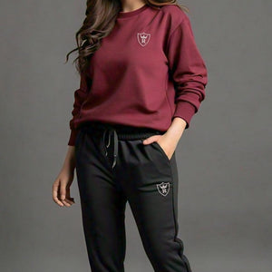 2 Pcs Unisex Fleece Plain Track Suit