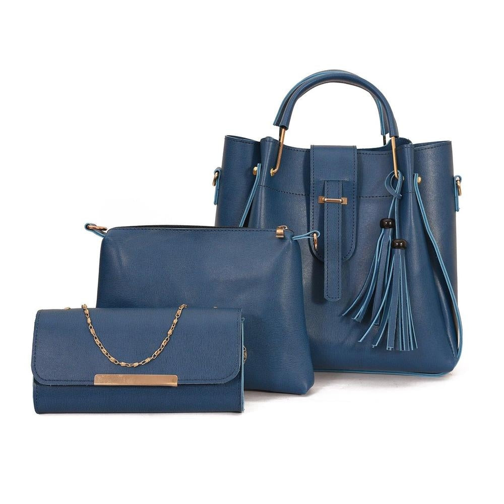 BagX -Alexa 3 Piece Handbag, Sapphire Blue