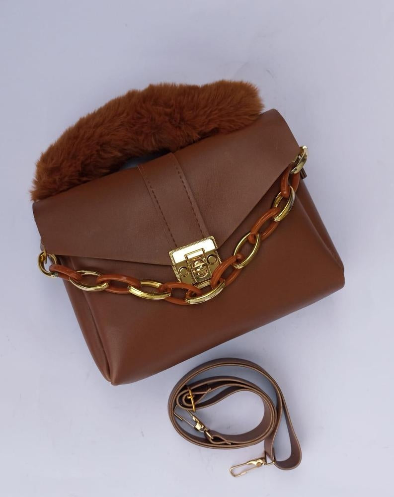 Chunky Chain Purse With Fur For Women And Girls