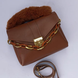 Chunky Chain Purse With Fur For Women And Girls