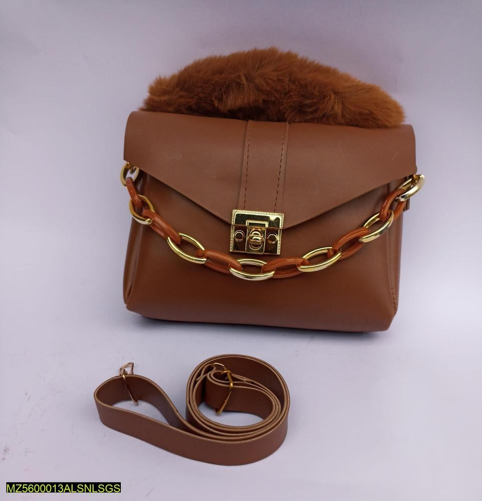 Chunky Chain Purse With Fur For Women And Girls