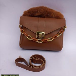 Chunky Chain Purse With Fur For Women And Girls