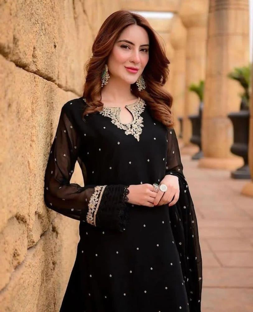 Women's Stitched Chiffon Embroidered Suit