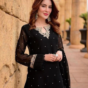 Women's Stitched Chiffon Embroidered Suit